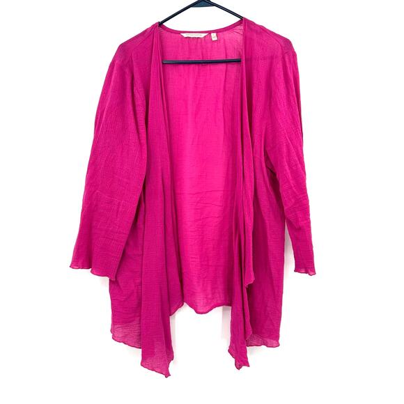 Soft Surroundings Size Large Pink Open Front Cardigan‎ Sweater 100% Cotton - Picture 1 of 4